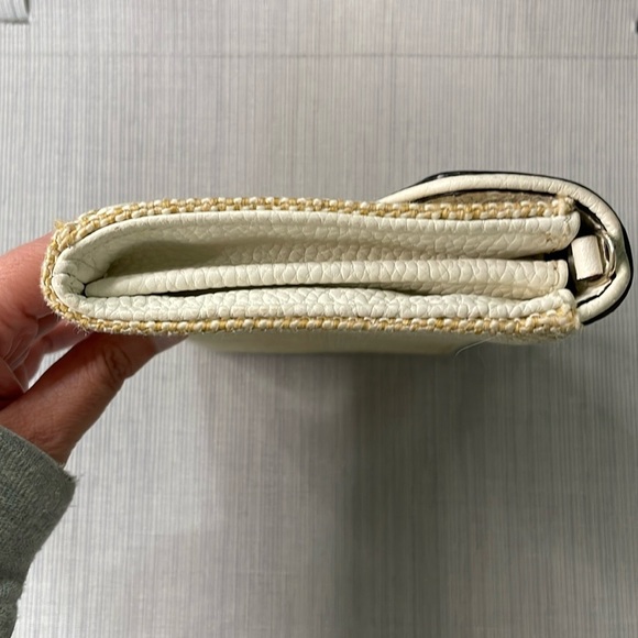 Kate Spade Leather & Crotchet Envelope Clutch Purse White & Tan - Picture 8 of 9